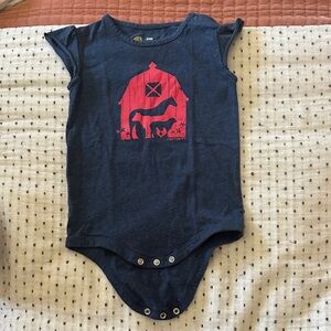 Navy Blue Barn & Animals Graphic One-Piece for Kids